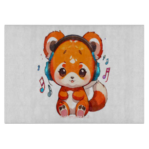 Planche À Découper Panda écoutant de la musique Kpop