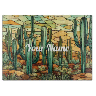 Planche À Découper Panneau de charm Cactus personnalisé en verre