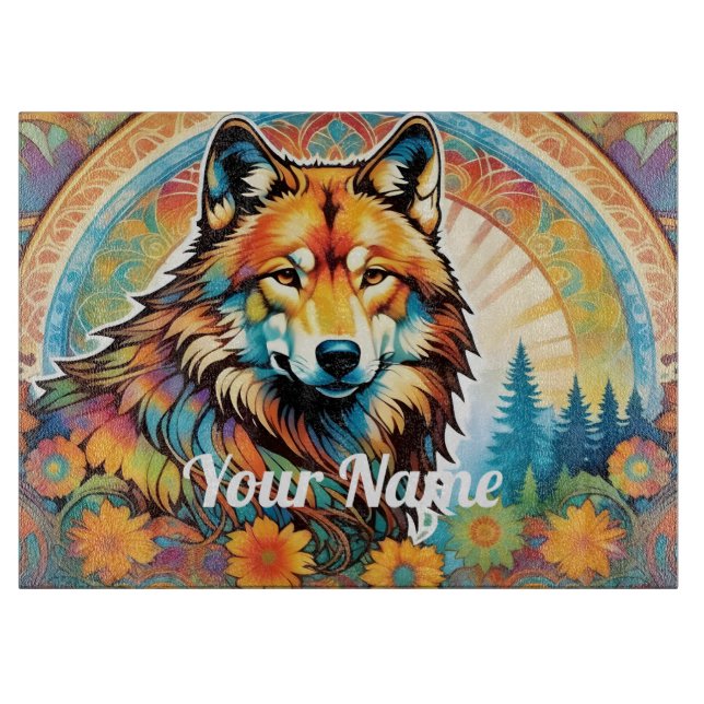 Planche À Découper Panneau de coupe de verre Wolf personnalisé (Devant)