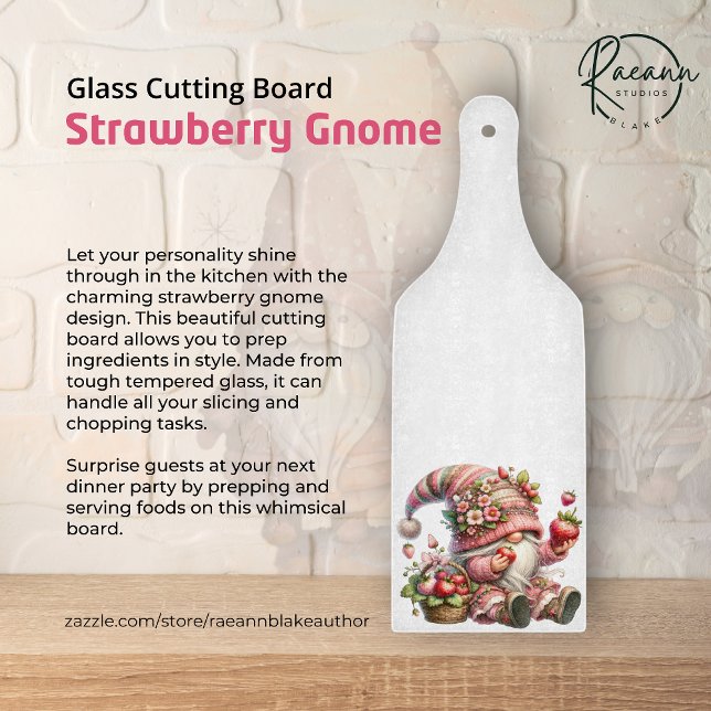 Planche À Découper Panneau de coupe en verre Gnome fraise (Créateur téléchargé)