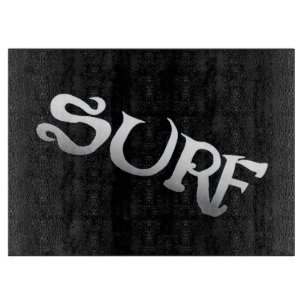 Planche À Découper Panneau de coupe en verre incliné noir surf