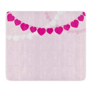 Planche À Découper Panneau de coupe en verre rose Heart Party 6"x7"