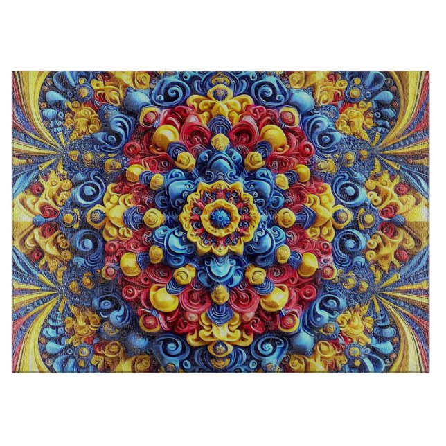 Planche À Découper Panneau de découpe en verre avec couleurs roumaine (Devant)