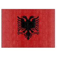 Panneau de découpe en verre avec Drapeau d'Albanie