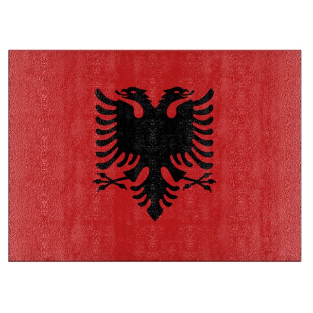 Planche À Découper Panneau de découpe en verre avec Drapeau d'Albanie (Devant)