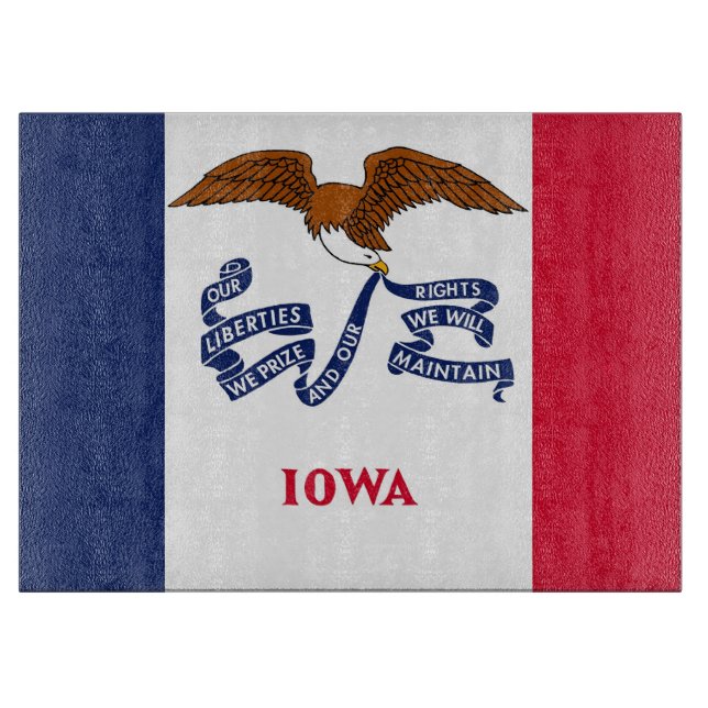 Planche À Découper Panneau de découpe en verre avec Drapeau de l'Iowa (Devant)