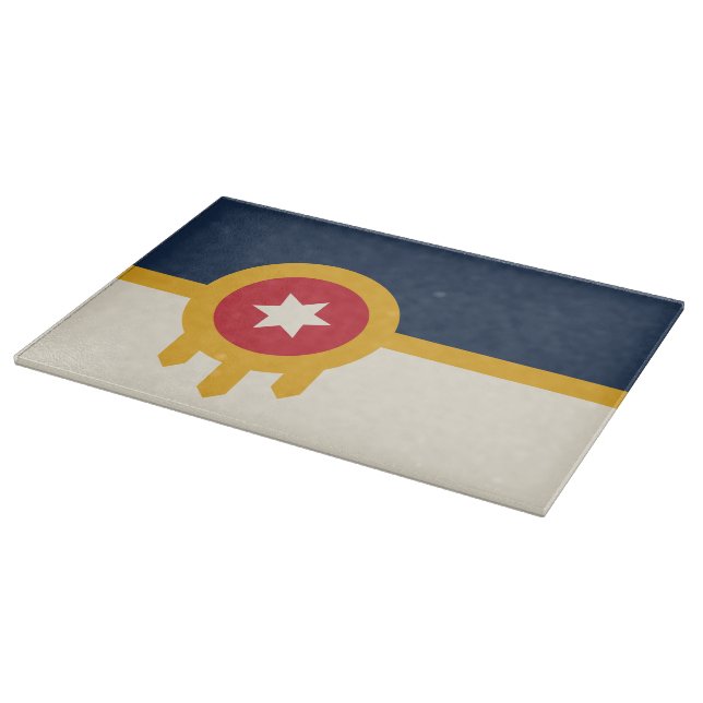 Planche À Découper Panneau de découpe en verre avec Drapeau de Tulsa, (Coin)
