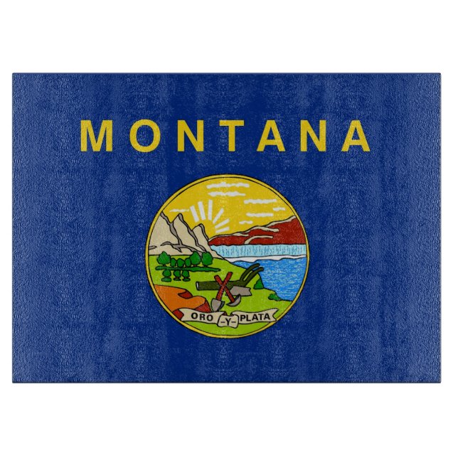 Planche À Découper Panneau de découpe en verre avec Drapeau du Montan (Devant)