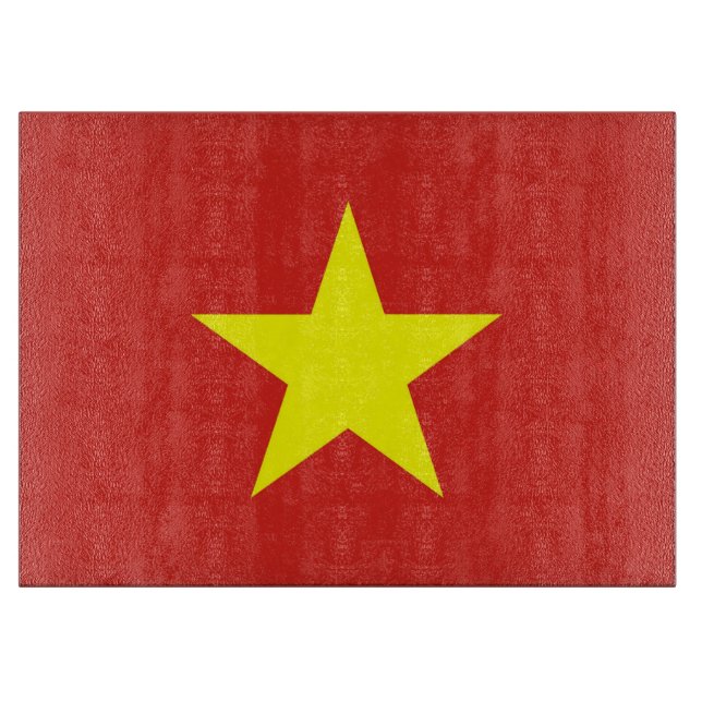 Planche À Découper Panneau de découpe en verre avec Drapeau du Vietna (Devant)