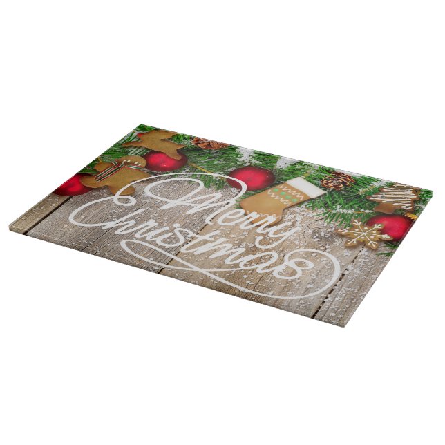 Planche À Découper Panneau de découpe en verre biscuit de Noël (Coin)