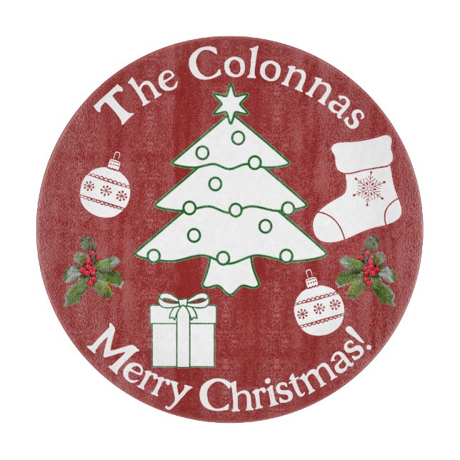 Planche À Découper Panneau de découpe en verre d'arbre de Noël (Devant)