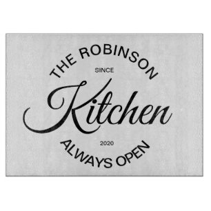 Planche À Découper Panneau de découpe en verre - Nom de famille