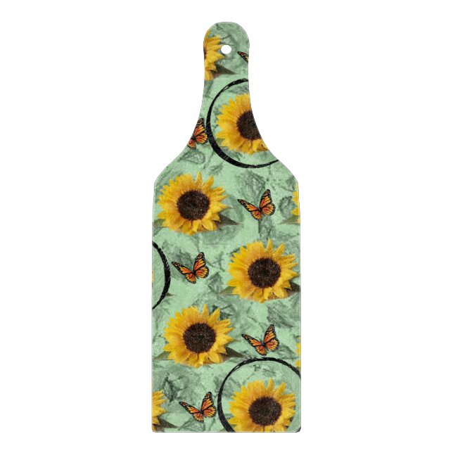 Planche À Découper Panneau de découpe en verre Papillon de tournesol (Devant)