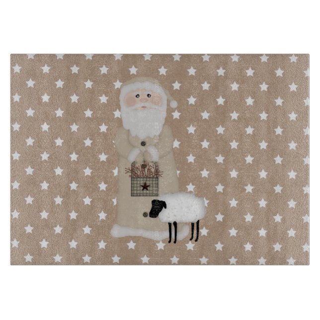 Planche À Découper Panneau de découpe en verre Père Noël primitif (Devant)