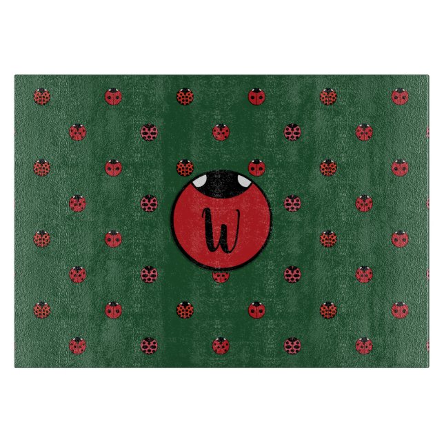 Planche À Découper Panneau de découpe en verre Pois Ladybug (Devant)