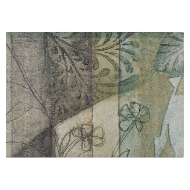 Planche À Découper Panneau de jardin avec Feuilles, fleurs et herbe (Devant)