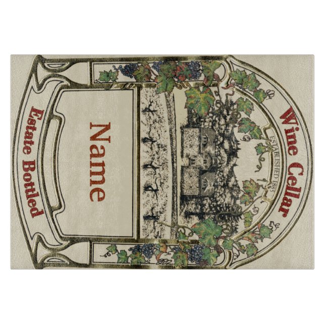 Planche À Découper Panneau de la cave vintage du Étiquette de vin, (Devant)