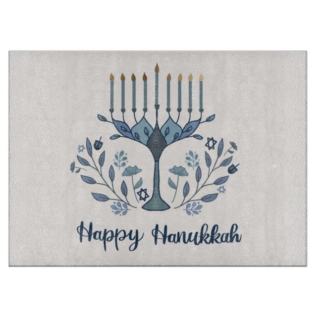 Planche À Découper Panneau de verre Hanoukka Candles (Devant)