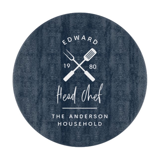 Planche À Découper Papa chef chef barbecue grill Noël anniversaire mo (Devant)