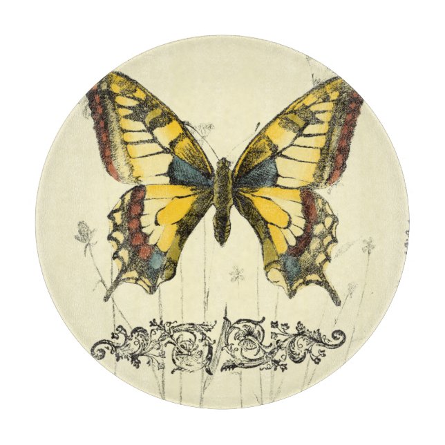 Planche À Découper Papillon décoratif avec Fleur sauvage (Devant)