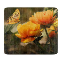 Papillon orange et fleurs