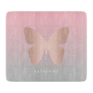 Planche À Découper Papillon rose d'or élégant et tendance