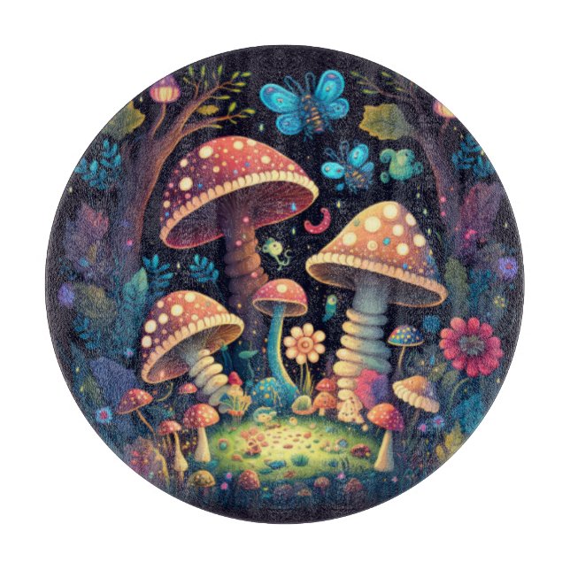 Planche À Découper Papillons aux champignons magiques (Devant)