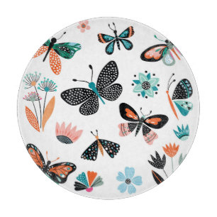 Planche À Découper Papillons Fleurs : Collection Dessinée à la main