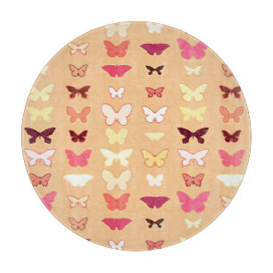 Planche À Découper Papillons, orange, jaune et corail
