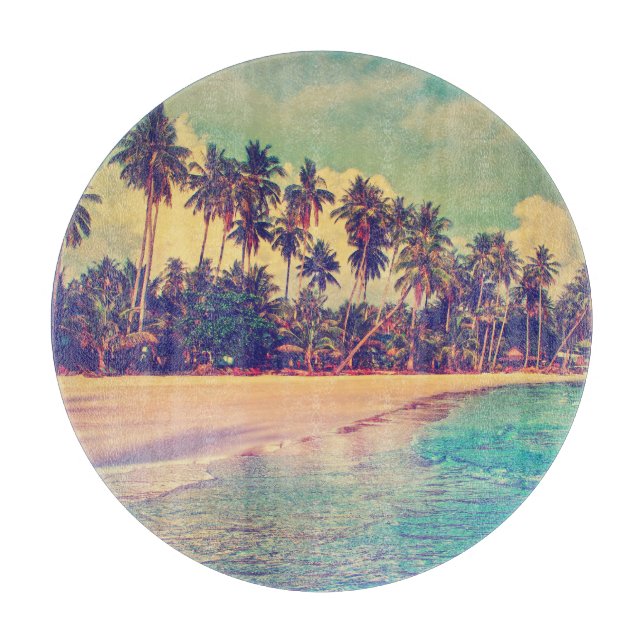 Planche À Découper Paradis tropical : mer, hôtel, plage. (Devant)