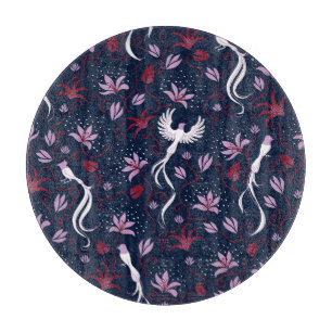 Planche À Découper Paradise Birds : Motif Vintage florissant.