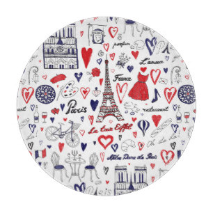 Planche À Découper Paris vintage : Motif de ligne de voyage