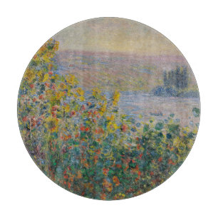 Planche À Découper Parterres de fleurs à Vétheuil, paysage impression