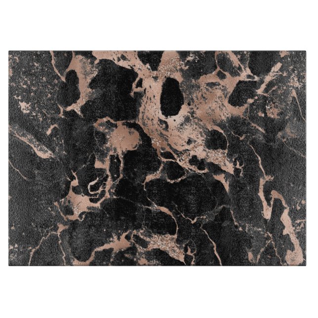 Planche À Découper Parties scintillant en marbre noir rose or (Devant)