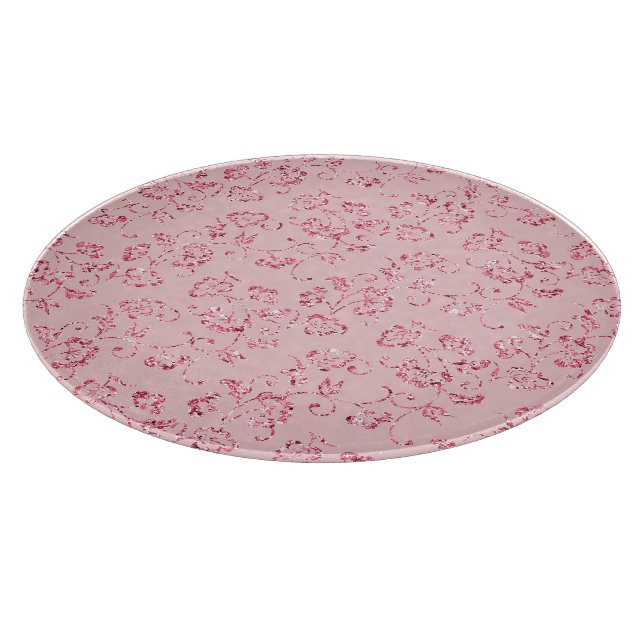 Planche À Découper Parties scintillant rose romantique Floral (Coin)