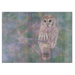 Planche À Découper Pastel Oilpainting de hibou barré