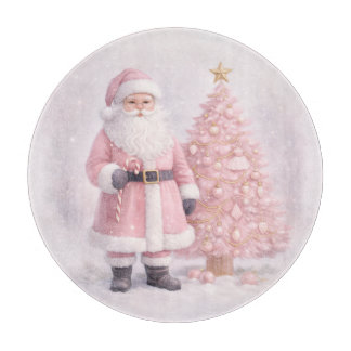 Planche À Découper Pastel Pink Christmas Santa Cutting Board
