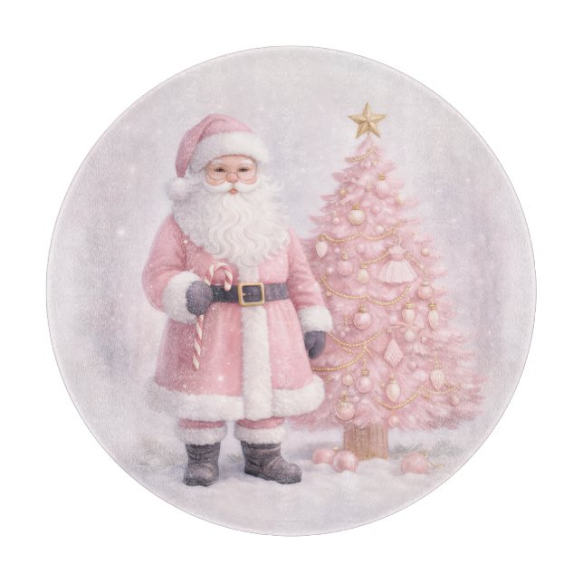 Planche À Découper Pastel Pink Christmas Santa Cutting Board (Devant)
