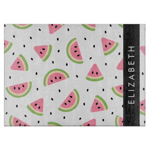 Planche À Découper Pastèque Rose, Pâtes De Pâques, Votre Nom (Devant)