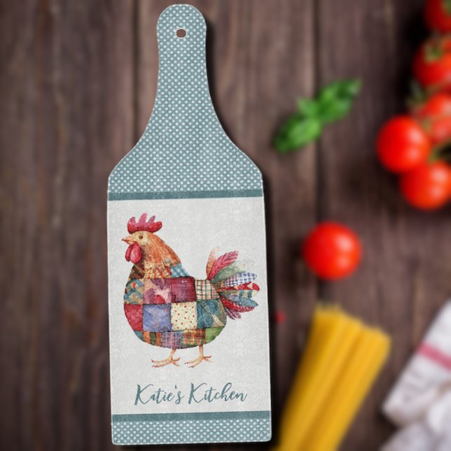 Planche À Découper Patchwork Hen et Pois bleus (Créateur téléchargé)