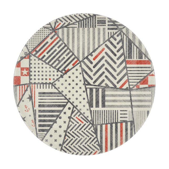 Planche À Découper Patchwork rétro : Conception géométrique Abstraite (Devant)
