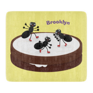 Planche À Découper Patinage sur glace de fourmis joyeuses sur dessin 