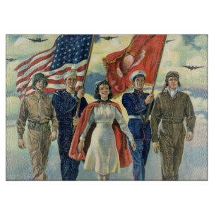 Planche À Découper Patriotique Vintage, Personnel Militaire Fier Héro