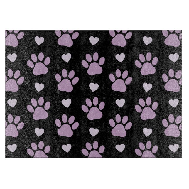 Planche À Découper Pattern of paws, Dog paws, Lilac paws, Hearts (Devant)