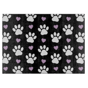 Planche À Découper Paw Motif, Chien Paws, White Paws, Lilac Hearts