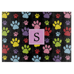 Planche À Découper Paws Colorés, Motif Paw, Paws Chiens, Monogramme