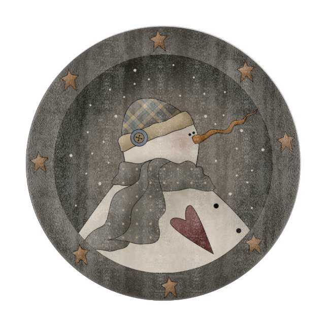 Planche À Découper Pays Snowman primitif (Devant)