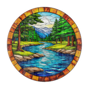 Planche À Découper Paysage de la rivière pittoresque et de la forêt