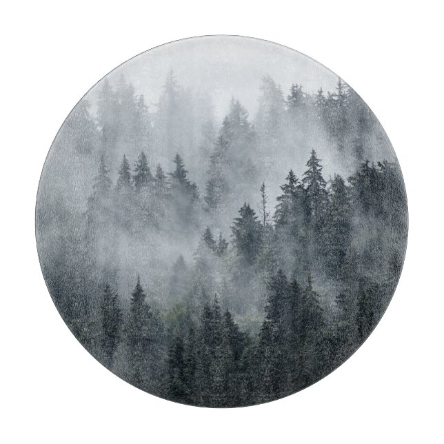 Planche À Découper Paysage de montagne Misty Style Vintage (Devant)