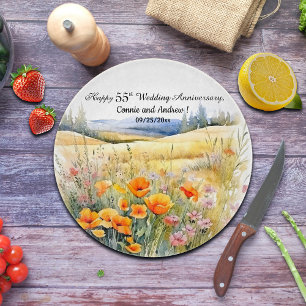Planche À Découper Paysage fleur sauvage 55e anniversaire de Mariage